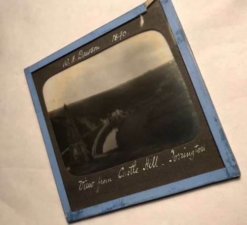 Antique Scenic Glass Magic Lantern Slide VIEW FROM CASTLE HILL DORRINGTON A6 - Picture 4 of 6