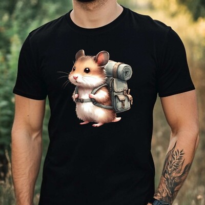 Mens Hamster Backpack Print Cotton T-Shirt Size XS to 5XL