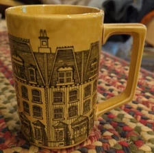 Large Vintage Ceramic D-Handle Coffee Mug Marked Regency Row Very Pretty!