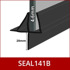 Black Shower Seal Strip | 4 to 10mm Glass | Up to 25mm Gap | Bath Screen Door