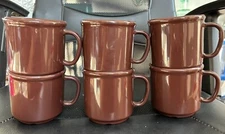 Lot of 6 Vintage G.E.T. Plastic 8 Oz Coffee Mugs S-12