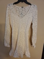 Women's XS Long Sleeve Brushed Lace Skater Dress - Wild Fable Cream. B68
