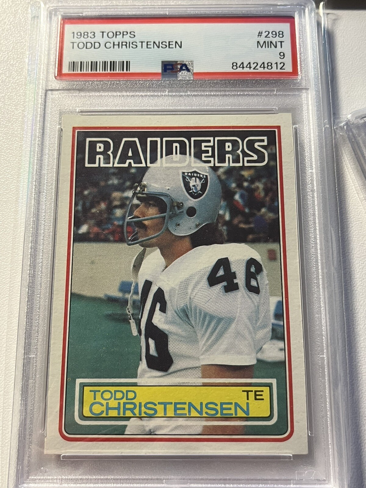 TODD CHRISTENSEN PSA 9 MINT 1983 TOPPS FOOTBALL ROOKIE #298 RAIDERS TE LEGEND!