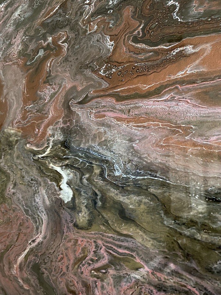 Acrylic Paint Resin Pour Fluid Abstract Wall Art Hand Made Canvas 16X20