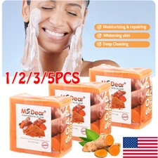 1-5 Pack Tumeric Soap Acne Dark Spots Removal Skin Whitening Body Bleaching Soap