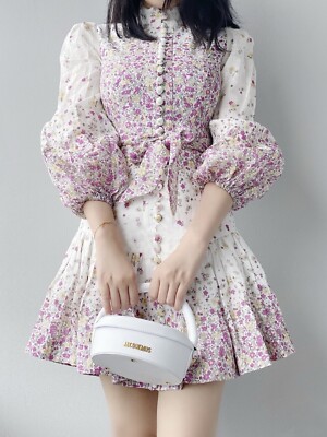 NWOT $795 Zimmermann Carnaby Pink Floral Linen Mini Dress AU1 | eBay