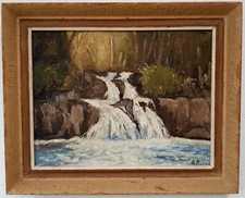 No.: 766 oil painting artwork with frame painting oil painting forest waterfall