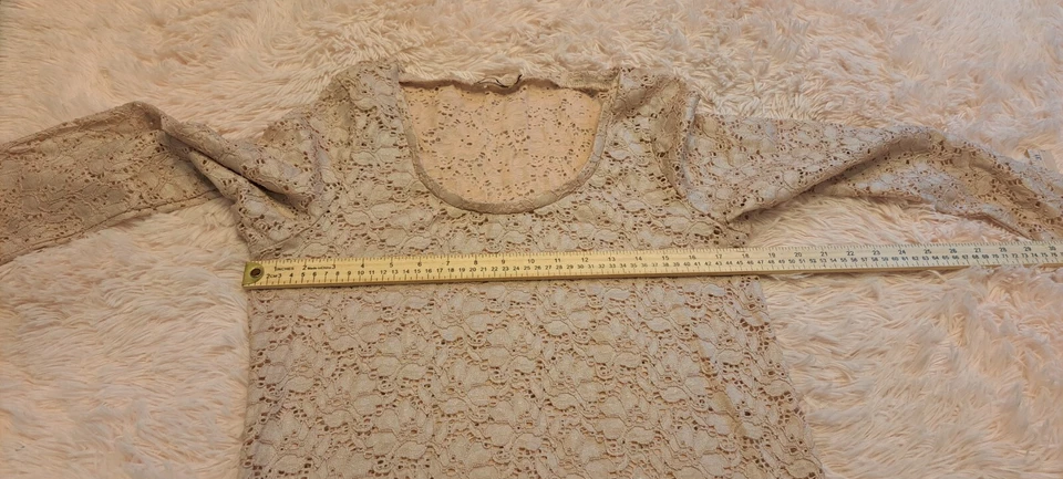 Top Jonathan Martin Bronceado Nylon Cuello Redondo Floral Encaje Manga Larga ELASTIZADO XL Foto 3 de 4