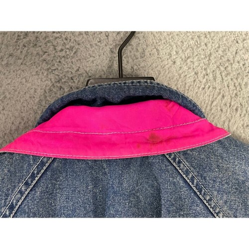 Vintage Jinglers Denim Jacket Pink Lined Grunge Retro Distressed Adult XS S 146 - Picture 12 of 13