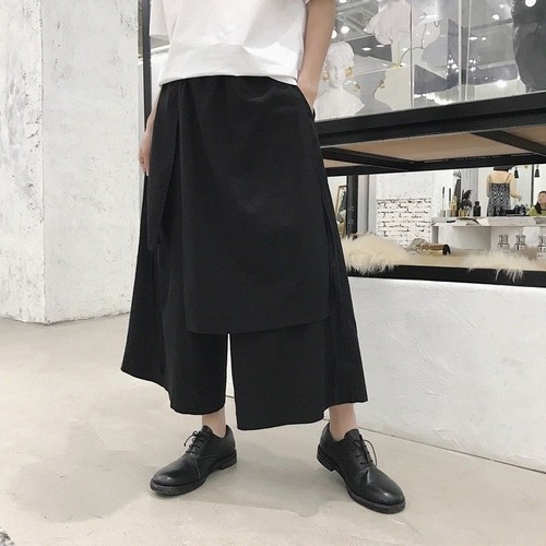 Men Asymmetric Wide Leg Pants Japanese 