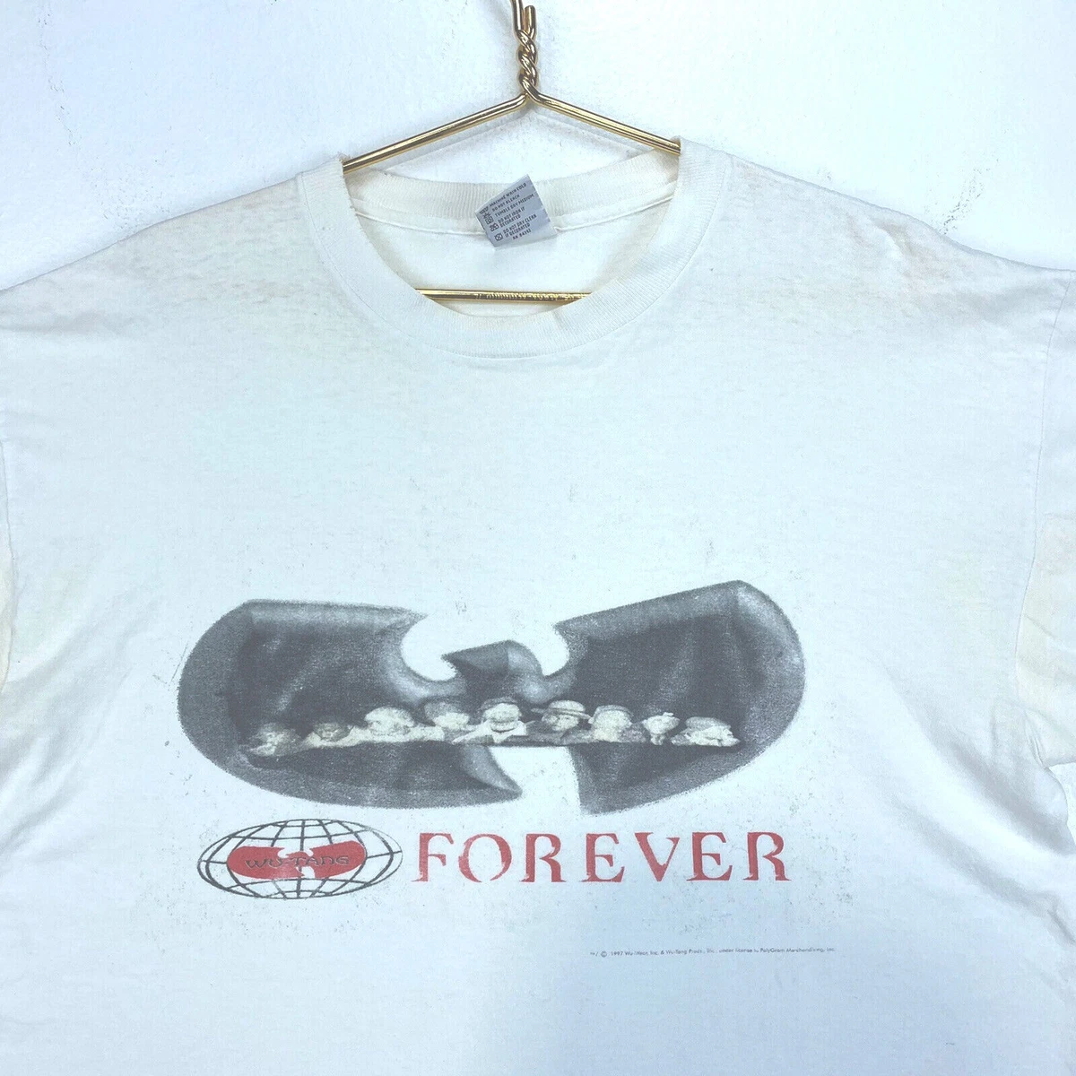 Vintage Wu-Tang Clan Forever T-Shirt Size XL 1997 White Single Stitch Rap Tee