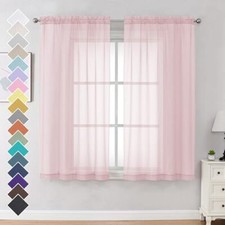 Pink Sheer Curtains 63 Inches Long 2 Panels - Soft Light 42W x 63L Blush