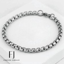 Men's 8.5" Stainless Steel 5.5mm Round Box Chain Bracelet High Polish Box