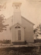 Antique Vintage Photo Postcard Picture Old School House Or Church Building RPPC