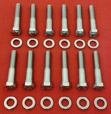Sbc Chevy Log Style Exhaust Manifold Bolts Kit Stainless 283 327 350 400 Hex Set