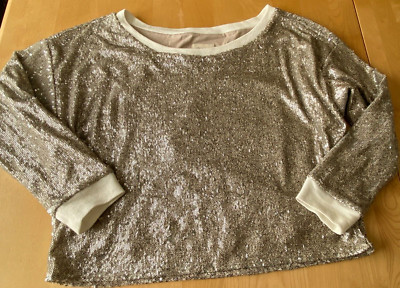 CHASER GOLD SEQUINS SWEATER BLOUSE TOP WOMENS SZ S