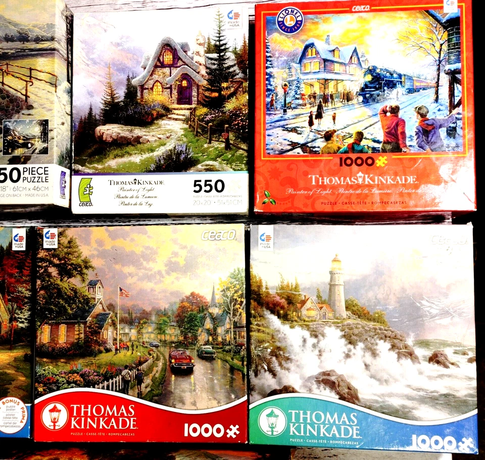 Thomas Kinkade Lot of 10 Puzzles. 1 X 1500, 5 X 1000, 2 X 750, 1 X 550 + 1 X 300 - Image 3 of 4