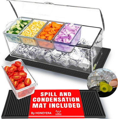 Chilled Condiment Server | Hosting Essentials for up to 80 Oz of Ice | Mimosa...