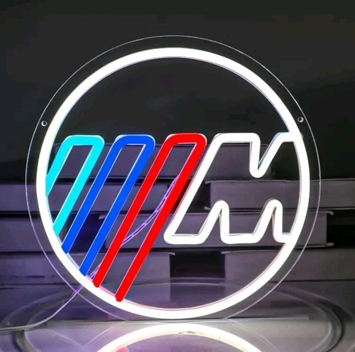 NEW Custom BMW M Logo Premium Circular 30x30cm LED Neon Sign Mancave Wall Decor
