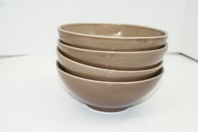 Pottery Barn Studio Barbara Eigen 6.5'' Brown Coupe Soup Cereal Bowls Lot of 4