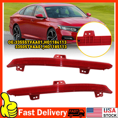 For Honda Accord 2018-21 Pair LH RH Rear Bumper Reflector Light Tail Brake Lamp