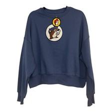 Buc-ees Cozy Dark Blue Cropped Sweatshirt Size Medium M New With Tags