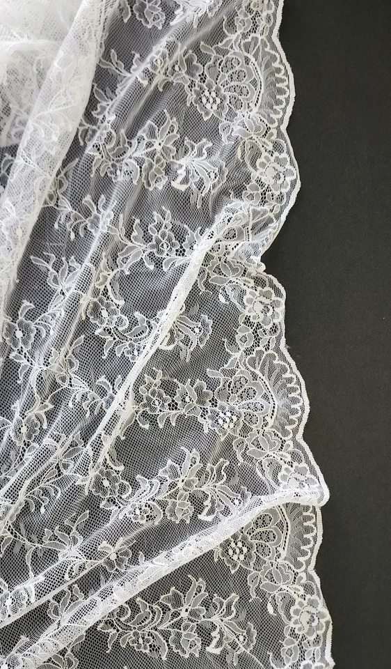 Couture White Floral Lace Fabric – 2 Yards x 60/62” Wide Luxury Bridal - Image 3 of 4