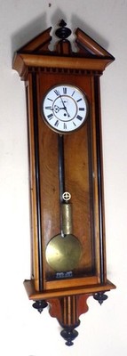 German (or Austrian) 1 Weight ''Vienna'' Regulator Clock, 8 Day Time Only, Running