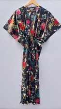 Indian Cotton Green Floral Printed Kaftan Dress Women's Clothing Kaftan Dress AU
