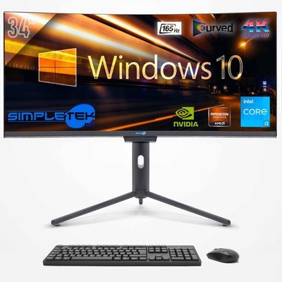 AIO All In One I3 34'' Curved 4K GPU GTX1660 Win10 16GB 960GB Editing Gaming PC