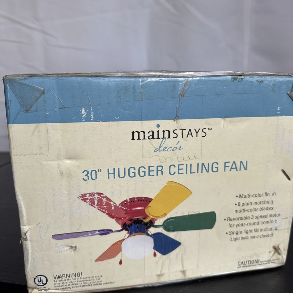 Retro Mainstays 30” Hugger Ceiling Fan Multi-Color Rainbow - Image 4 of 4