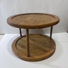 Bamboo Wood 2-Tier Kitchen Turntable 10 Inch Rotating Lazy Susan Storage