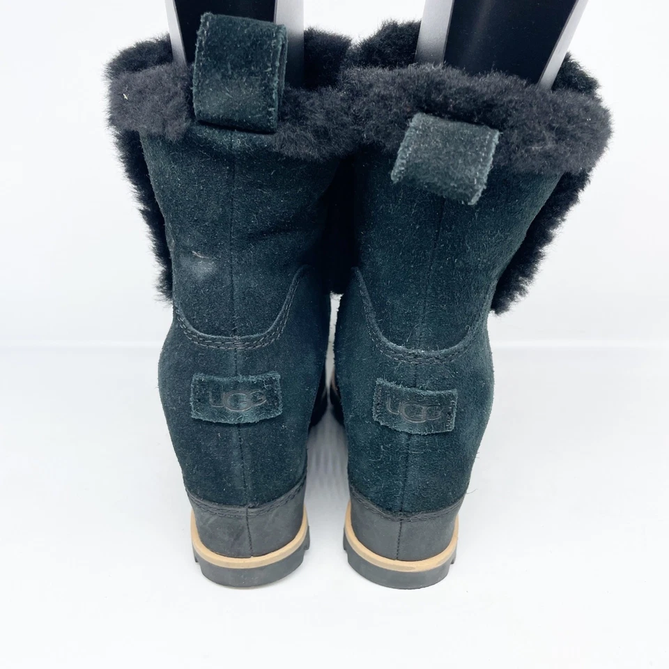 UGG Mujer Malvella Piel de Oveja Cuña Botines Gamuza Negro Talla 9 Foto 4 de 4