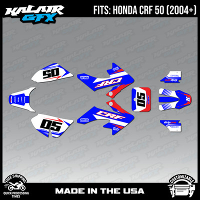 Graphics Kit for Honda CRF50 (2004-2012) or (2013+) Quantum - BLUE-SHIFT