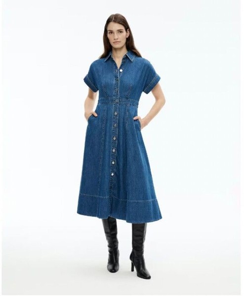 WITCHERY blue denim midi shirt dress Sz 6 hardly worn RRP $179.00