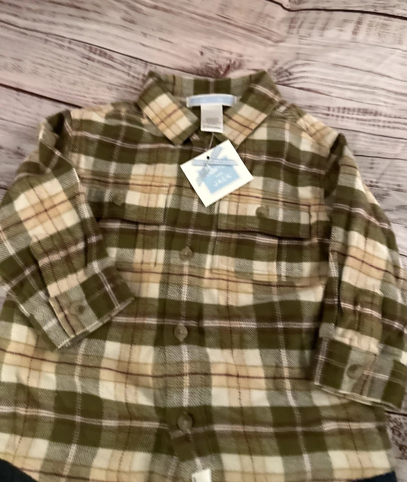 NWT Janie And Jack Baby Boy Winter Outfit Flannel Shirt Jean Pants 6-12 Months - Image 3 of 4