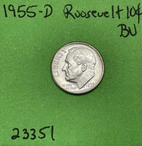 1955 D Roosevelt Dime 10c BU Uncirculated Mint State 90% Silver