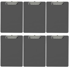 Plastic Clipboard Opaque Color Letter Size Low Profile Clip Pack of 6 Gray