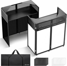 DJ Booth Stand Portable DJ Table Facade for Laptop Controller Double Top Cor