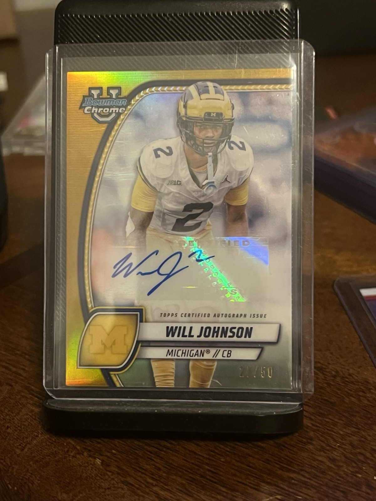 WILL JOHNSON Michigan 2024 Bowman Chrome U University GOLD Refractor AUTO 27/50