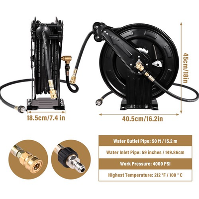 #ad #ad Tools Retractable Power Pressure Washer Hose Reel 3 8quot; x 50 ft 4000PSI US $147.89