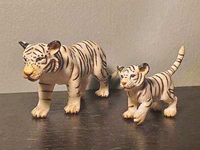 Schleich White Tiger & Cub Figure Lot of 2 Animal Wild Life Toys 2003
