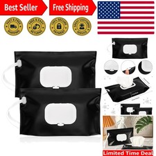 Reusable Baby Wipes Dispenser - 2 Pack Black Holders, Soft, and Safety Material