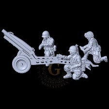 WW2 US Airborne 75mm Howitzer: 20mm and 28mm Wargame and Display Miniatures