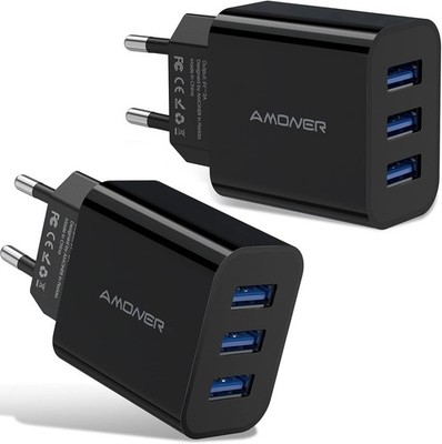 Amoner USB Ladegerät Adapter Mehrfach 15W USB Stecker 3-Port 2 Stücke L