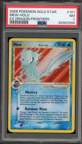 Pokemon Mew Gold Star EX Dragon Frontiers Holo Ultra Rare #101 PSA 7