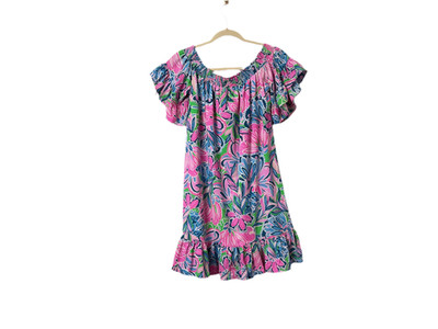 Lilly Pulitzer Maddlyn Off-the-shoulder Stretch Dress - Gecko Green Tiger Sunris