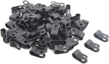 200 PCS 1/4" Nylon Cable Clamps Assortment R-Type Cable Clips Kit Black Plastic
