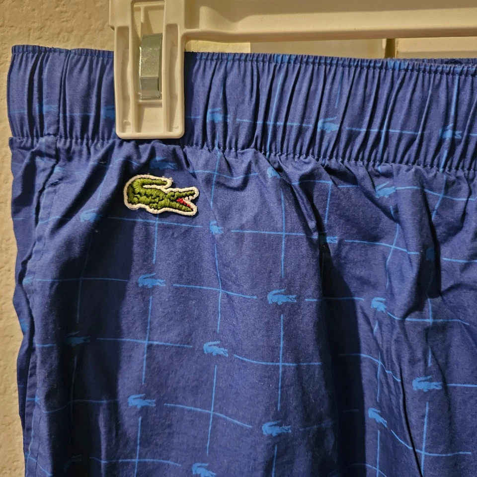 Lacoste мужской XL Sleepwear гостиной брюки пижамы низ синий принт - Изображение 2 из 4