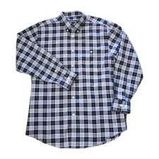 Orvis Men's L Button Down/UP Shirt Long Sleeve Wrinkle Free Blue Plaid